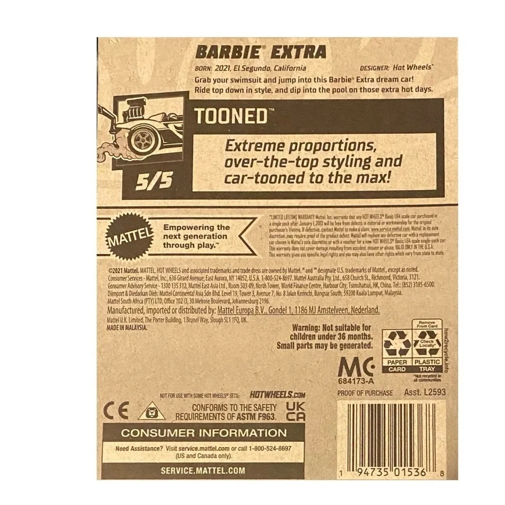 NEW 2022 Hot Wheels Barbie EXTRA 134/250 Tooned Pink. Barbie dream car.